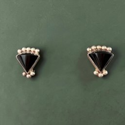 Two Pair Sterling Silver Clip On Earrings-Bow Form And Triangles