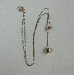 10kt Yellow Gold And Diamond Drop Necklace On Box Chain