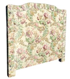 Custom Upholstered Queen Headboard In 'Versailles' Floral French Silk Taffeta