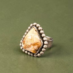 Sterling Silver And Crazy Lace Agate Stone Ring