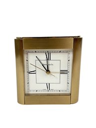 Tiffany & Co. Portfolio Desk Clock In Brushed Brass