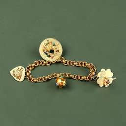 18kt Gold Charm Bracelet With 14kt Charms