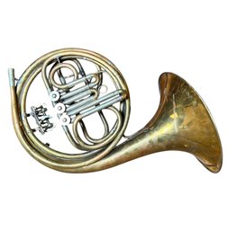 Vintage Or Antique Brass French Horn, Engraved 'Anton Huller'