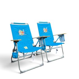 PAIR, FOLDING ALUMINUM BEACH CHAIRS