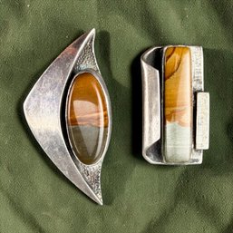Sterling Silver And Picture Jasper Pendants
