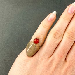 Sterling Silver And Carnelian Stone Ring