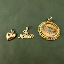 14kt Gold Charms And Medallion Pendant