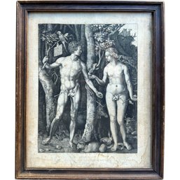 19th C ALBRECHT DURER 'Adam And Eve' FRAMED HELIOGRAVURE