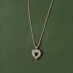 10kt Gold And Diamond Heart Pendant On 14kt Chain