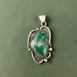 Antique Navajo Sterling Silver And Royston Turqoise Pendant