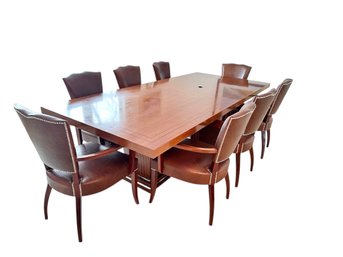 French Art Deco Style Bridge Chairs In Leather And Maple Or Mahogany