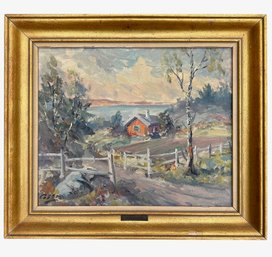 Gote Nilsson, Swedish, Framed  Winter Landscape On Board