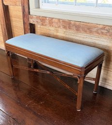 CHIPPENDALE-STYLE MAHOGANY UPHOLSTERED BENCH