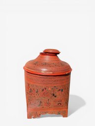 ROUND BURMISE LACQUERWARE CONTAINER