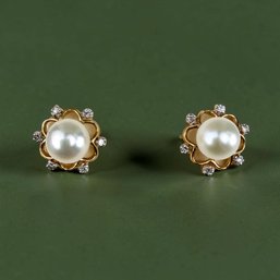 14kt Gold And Bridge Pearl Earrings