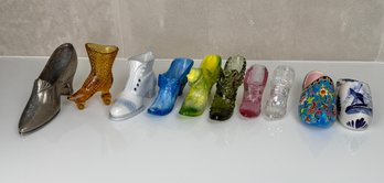Miniature Glass, Ceramic And Metal Shoe Collection