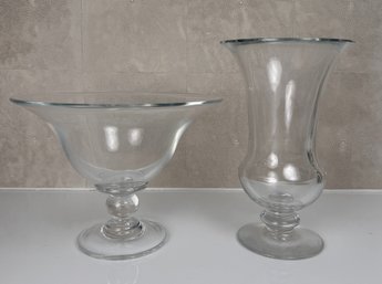 Baccarat Crystal Empire Vase And Simon Pearce Pedestal Bowl