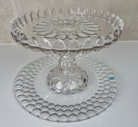 Tiffany & Co. Glass Plate And A Pressed Glass Cake Plate