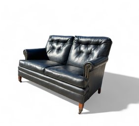 Hancock And Moore, Black Leather Two Seater Love Seat