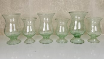 Biot Hand Blown Glass Hurricanes, 6pcs