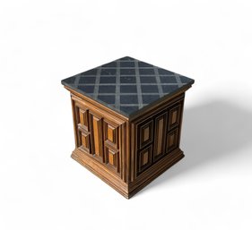 Square Base Stone Top Side Table