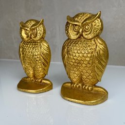 Vintage John Wright Cast Metal Owl Bookends
