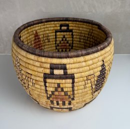 Vintage Native American Hand Woven Coiled Basket