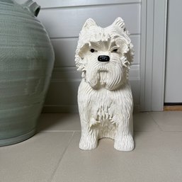 Signed, Cast Resin Scottie Or White Terrier Dog Statue
