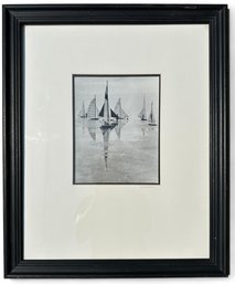 S. Fandale Black And White Photographic Print, Sail Boats In Black Frame