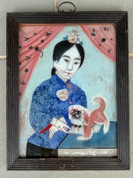 Three Antique Chinese Reverse Glass Portraits