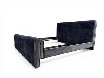 CONTEMPORARY QUEEN SIZE BLACK VELVET BED