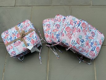 6 Marine Or Sea Life Motif Seat Cushions 2 New And Unused