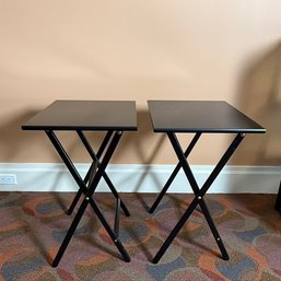 Three Mid Century Black Lacquer Folding Tray Tables By Schiele