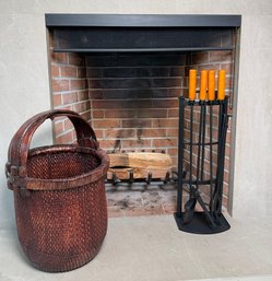 Fireplace Accessories - Cradle, Tools And Large Basket