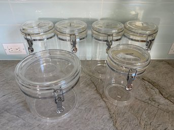 Hinged Lidded Clear Plastic Kitchen Canisters