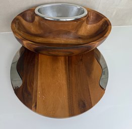 Two Nambe Wood And Metal Serving Platters