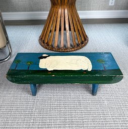 COUNTRY PAINTED STOOL, SIGNED Lisa J. Finet