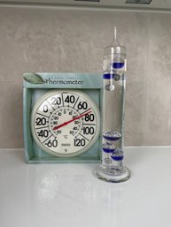 Table Top Barometer And Wall Thermometer
