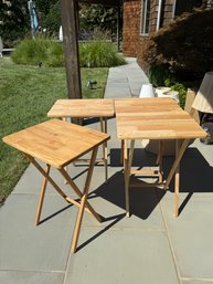 Four Solid Wood Folding Tray Tables