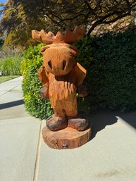 17 Tall Hand Made Wooden Moose Statue