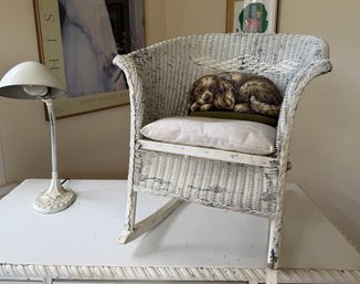 VINTAGE JUVENILE WICKER ROCKER In WHITE PAINT