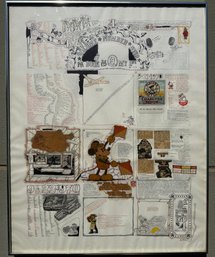 John Fawcett 'the Book Of My Life', Framed Mixed Media Drawing Painting