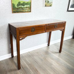 ANTIQUE CHINESE LAQUERED TWO DRAWER CONSOLE TABLE