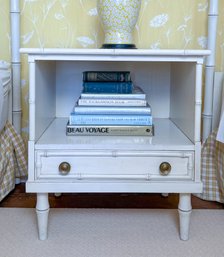 HOLLYWOOD REGENCY SINGLE DRAWER FAUX BAMBOO NIGHTSTAND