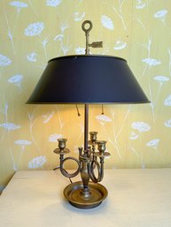 FRENCH-INSPIRED TWO-LIGHT BRASS TABLE LAMP