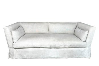 PRISTINE! Restoration Hardware Shelter Arm Sofa In Natural Belgian Linen