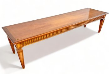 72' Long Hardwood Bench With Tapered Legs And Fluted Skirt