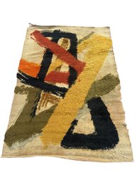 Mid Century Wool Rya Rug - Abstract 3 1/2' X 5'