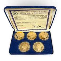 24KT GOLD CLAD BRONZE DOUBLE EAGLE TRIBUTE PROOF COINS