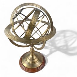 Brass Nautical Armillary Astrolgy Globe With Wooden Base